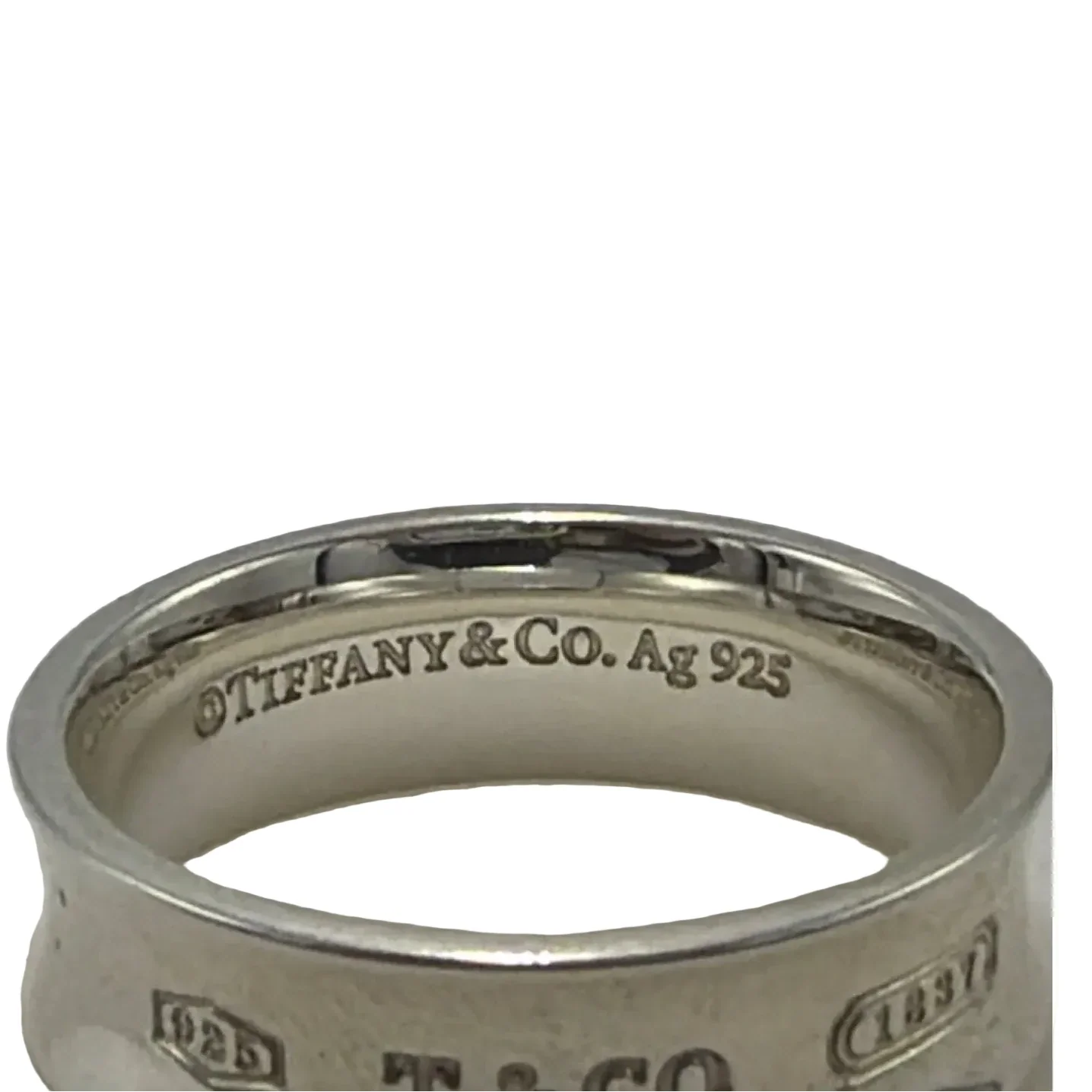 Tiffany And Company 1837 Thick Band 925 Silver Designer Ring, Size: 8
