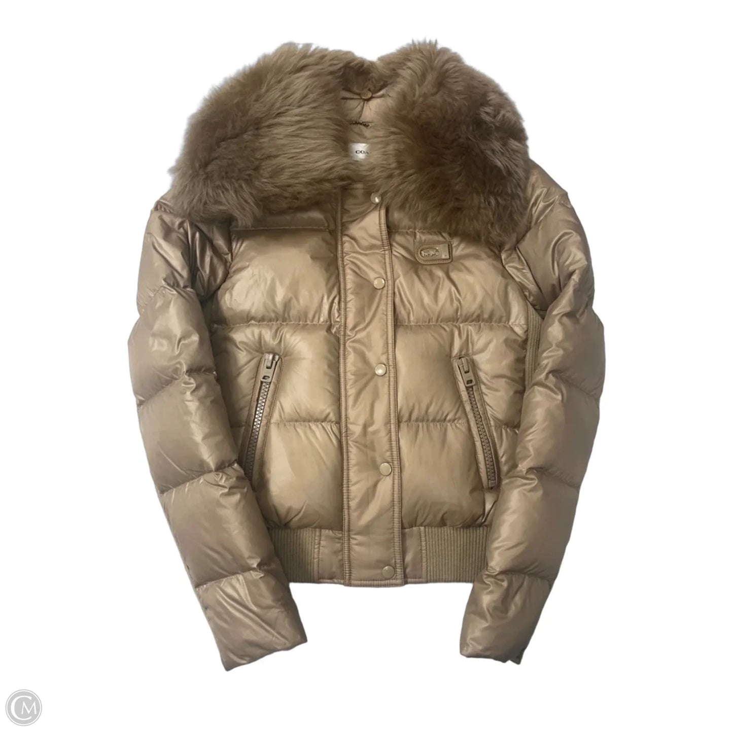 Coach Shearling Puffer Designer Coat, Size: XXS (00)