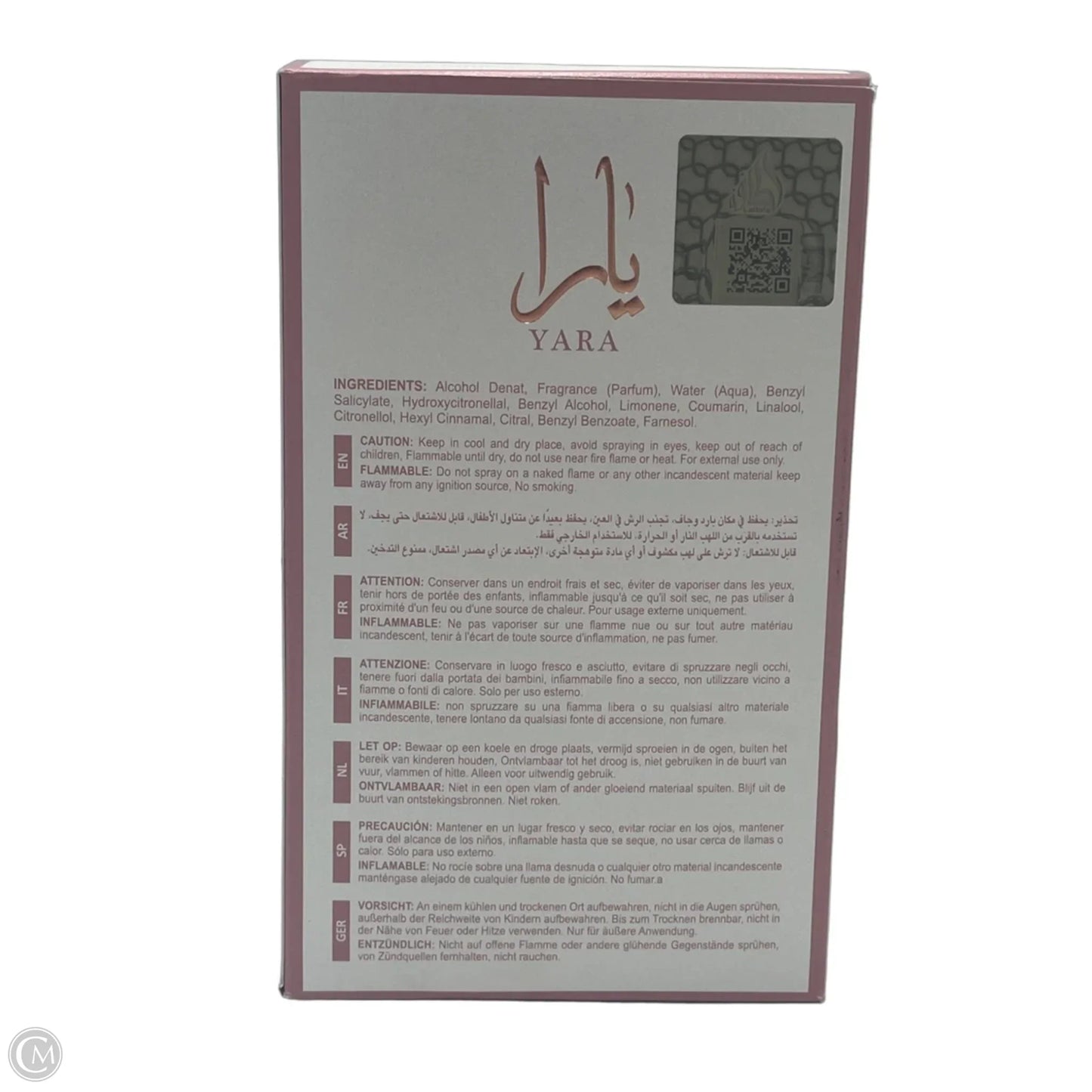 Lattafa Yara Elixer 3.4oz Designer Fragrance
