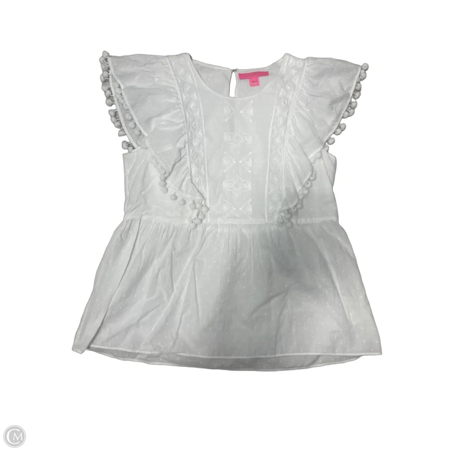 Top Short Sleeve Designer By Lilly Pulitzer In White, Size: M