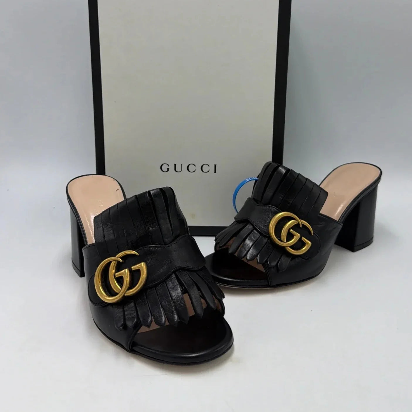 Gucci Marmont GG Fringe Block Luxury Shoes, Size: 5.5 (35.5)