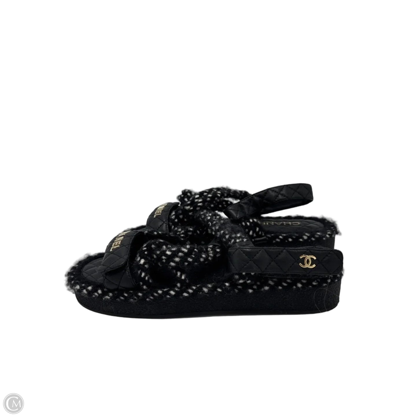 Chanel Cord Lambskin Logo Luxury Sandals, Size: 9 / 39