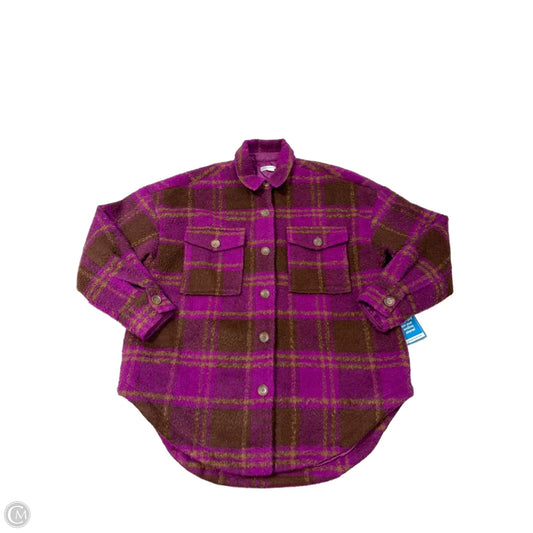 Jacket Shirt By Good American In Purple, Size: S