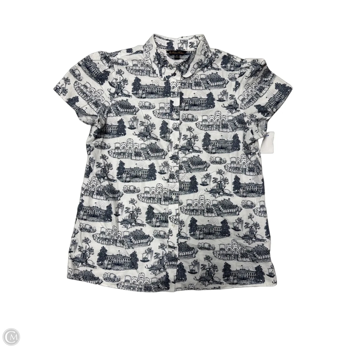 Top Short Sleeve By Brooks Brothers In Blue & White, Size: L