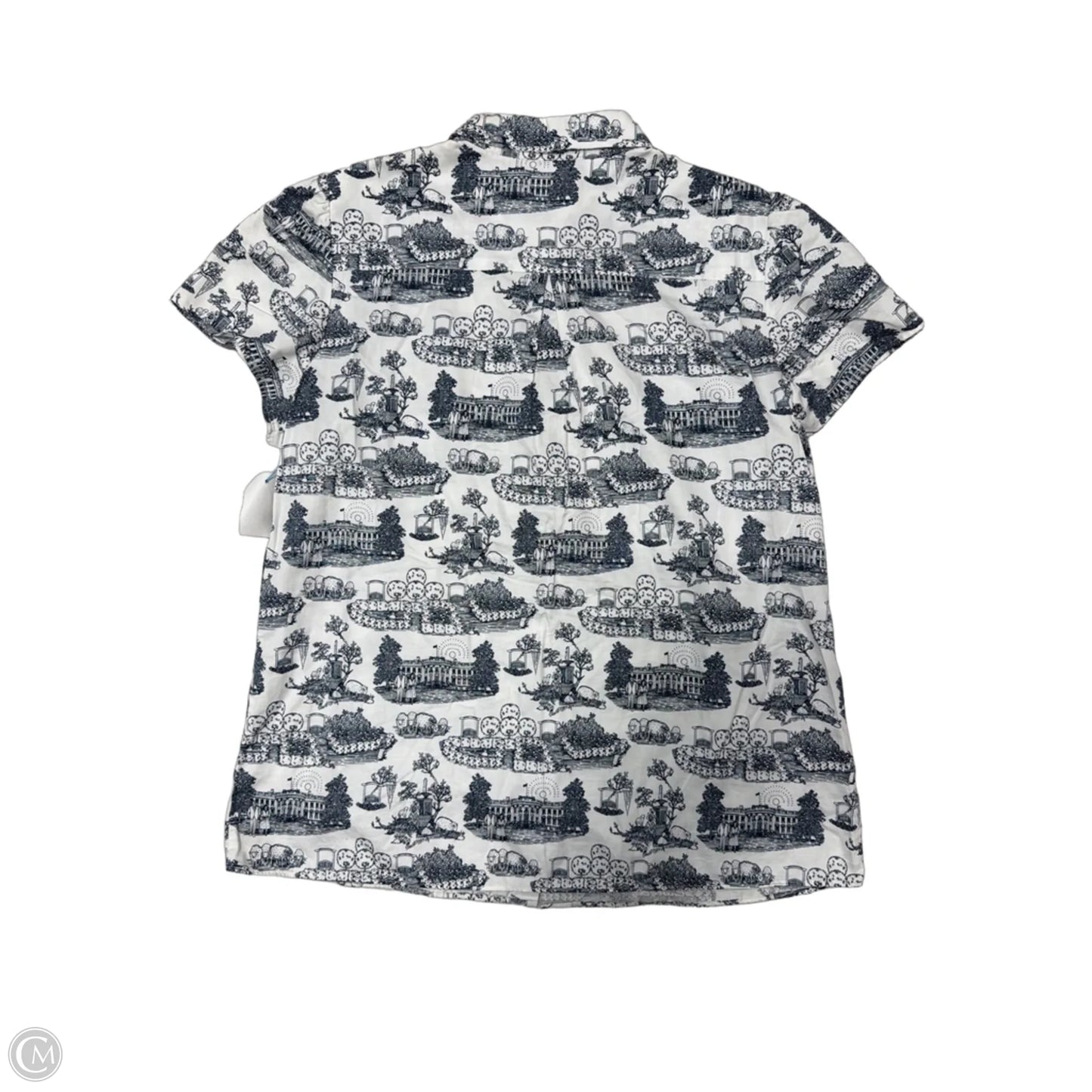 Top Short Sleeve By Brooks Brothers In Blue & White, Size: L