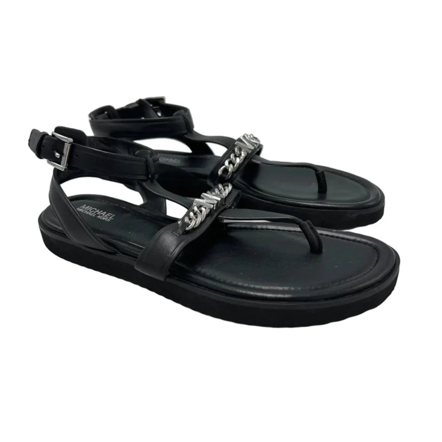 Shoes Designer By Michael Kors In Black & Silver, Size: 8
