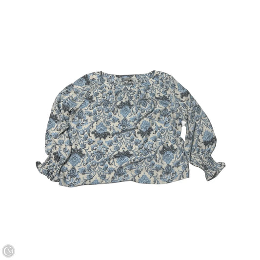 Top Long Sleeve By Loft In Blue & Cream, Size: Xl