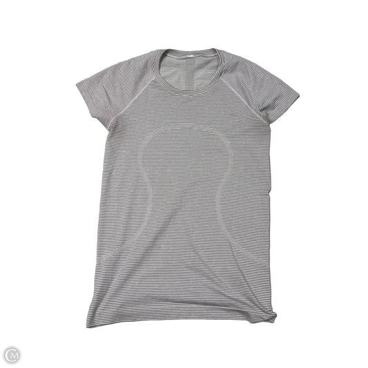 Athletic Top Short Sleeve By Lululemon In Striped Pattern, Size: M