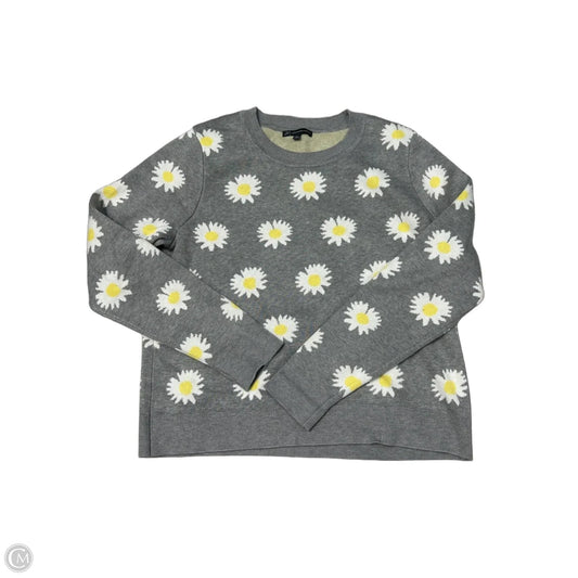 Sweater By Adrianna Papell In Grey & White, Size: L