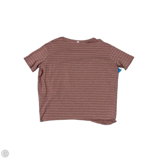 Athletic Top Short Sleeve By Lululemon In Striped Pattern, Size: M