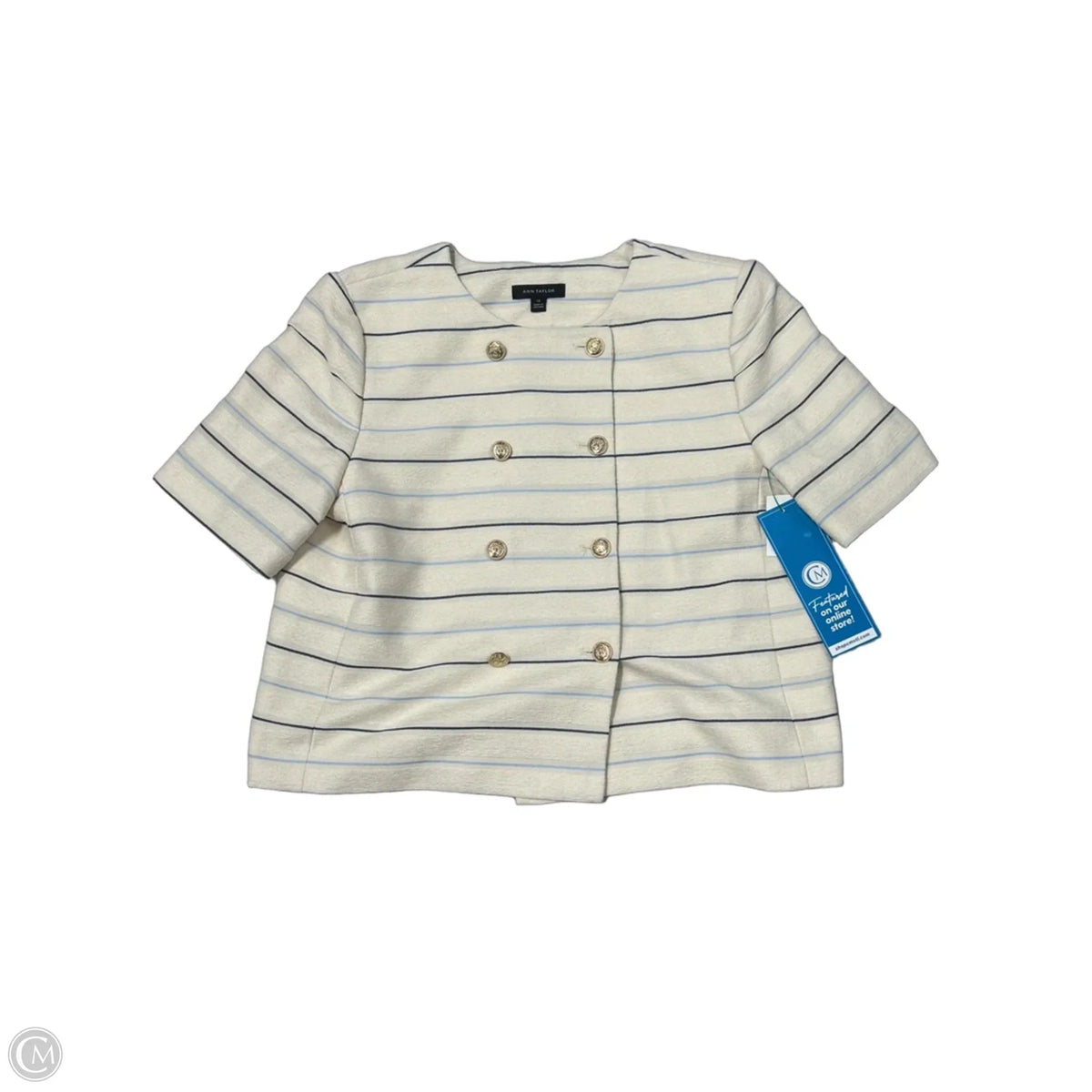 Top Short Sleeve By Ann Taylor In Striped Pattern, Size: L
