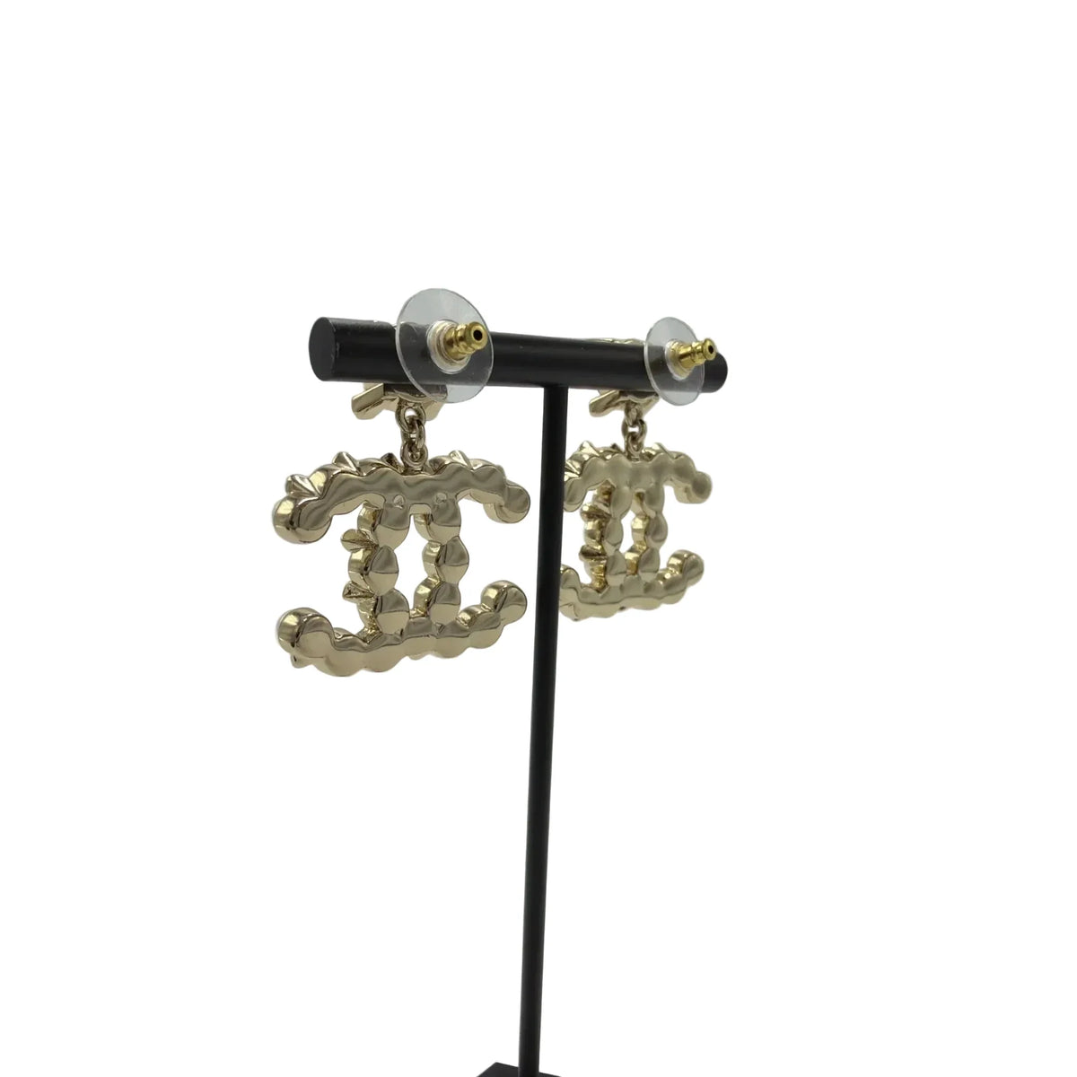 Chanel Black and Crystal Pearl CC Logo Luxury Earrings in White
