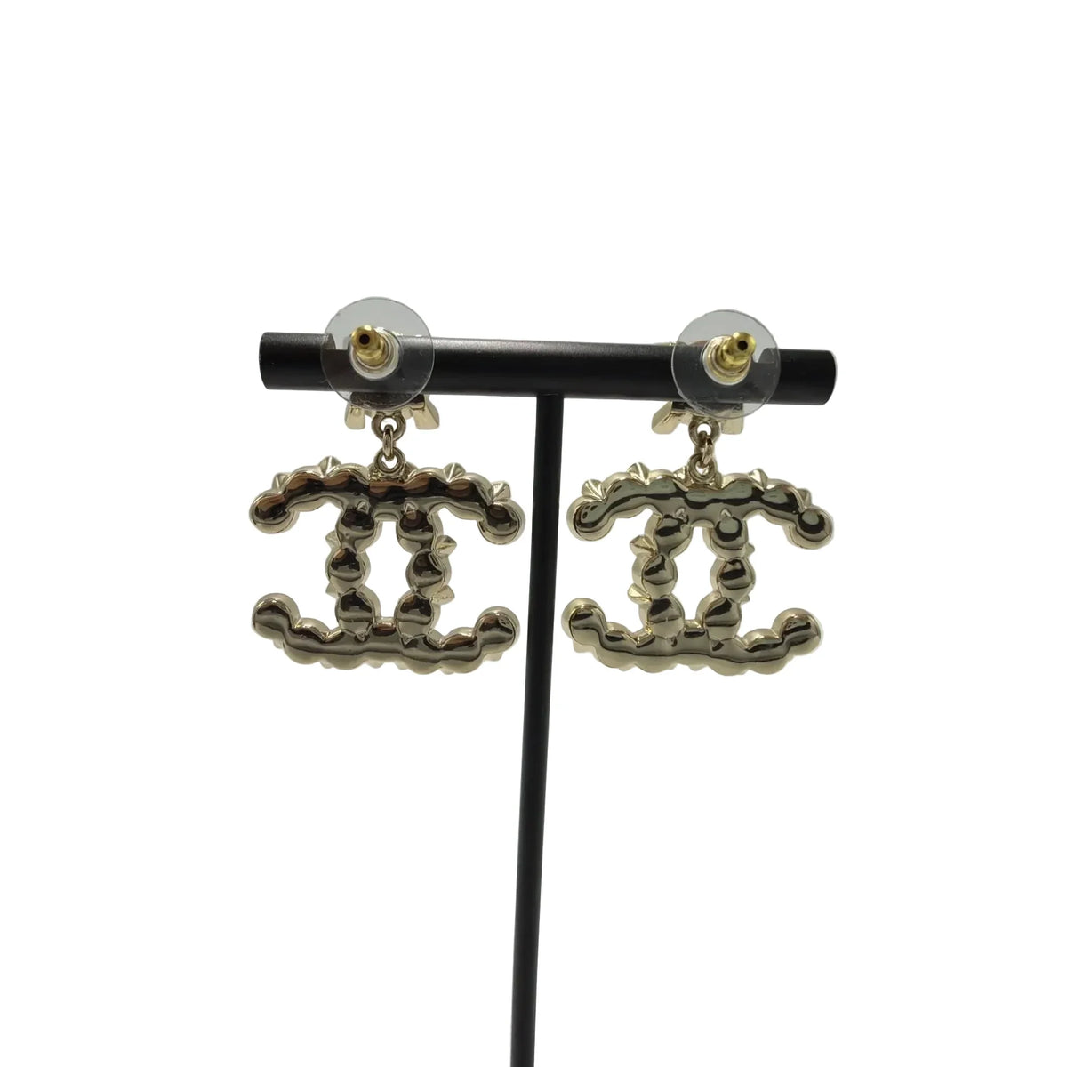 Chanel Black and Crystal Pearl CC Logo Luxury Earrings in White