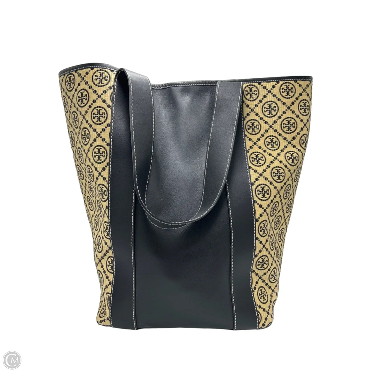 New! Tory Burch T Monogram Raffia Designer Tote in Multicolored
