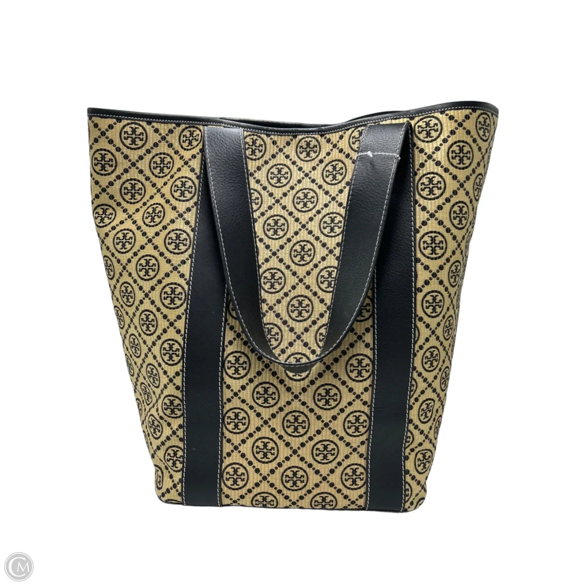 New! Tory Burch T Monogram Raffia Designer Tote in Multicolored