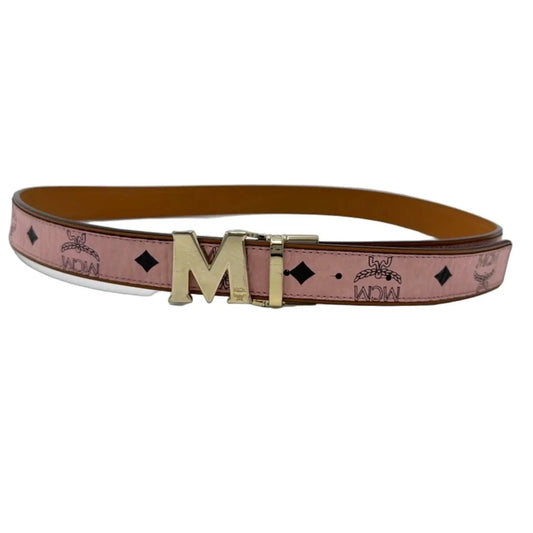 MCM Klaus Visetos Luxury Belt in Pink, Size S