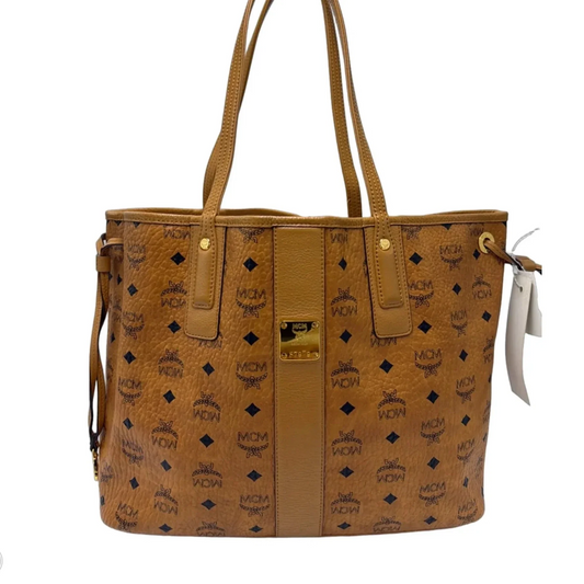 MCM Liz Visetos Luxury Shopper Tote in Tan
