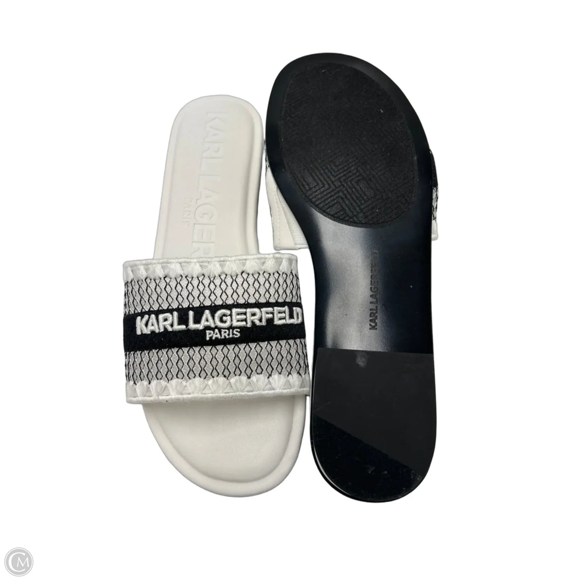 Karl Lagerfeld Designer Sandals in White, Size 9
