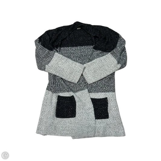 Cotton Emporium Cardigan Sweater in Black & Grey, Size XL
