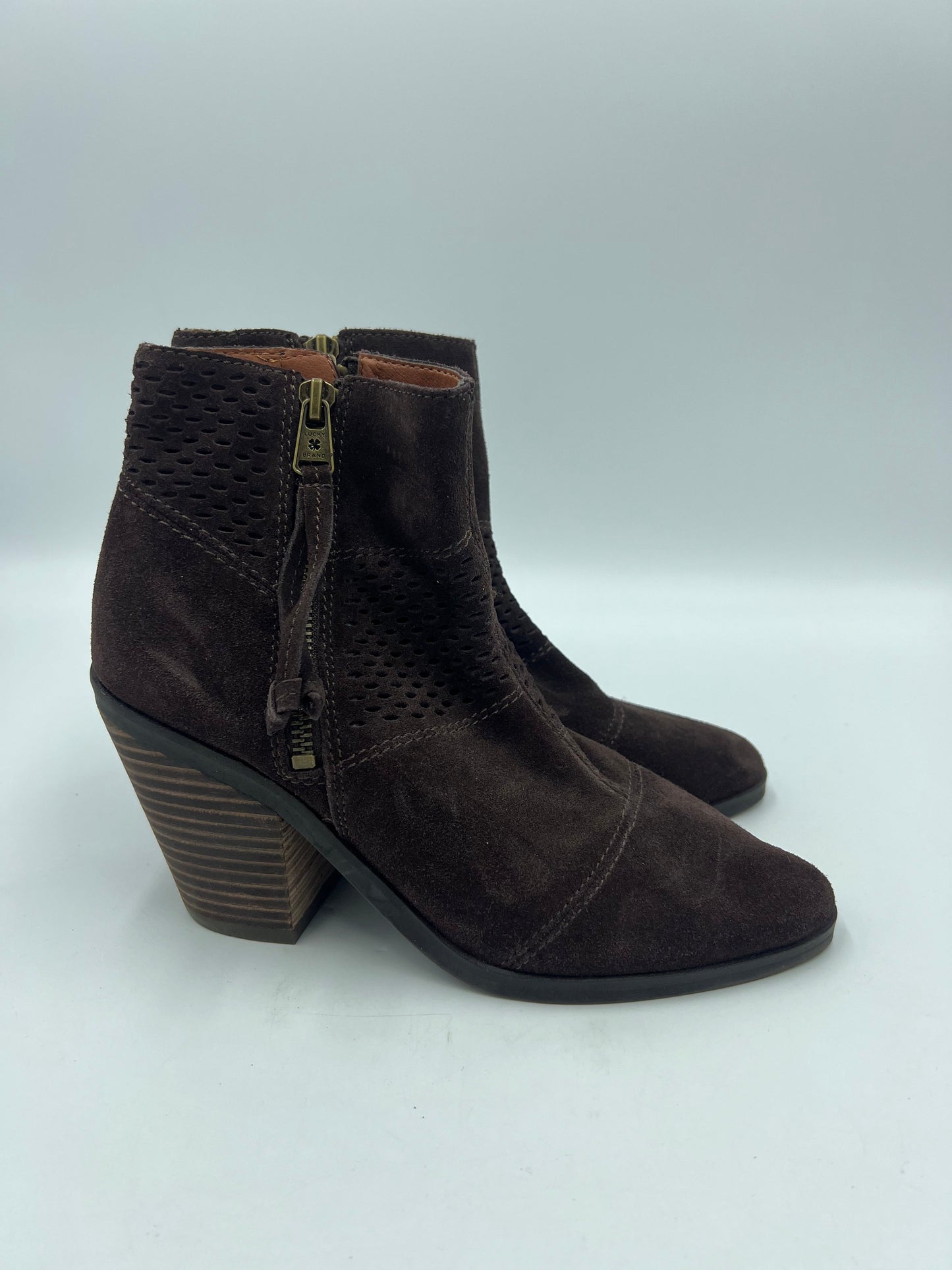 Boots Ankle Heels By Lucky Brand In Brown, Size: 6.5