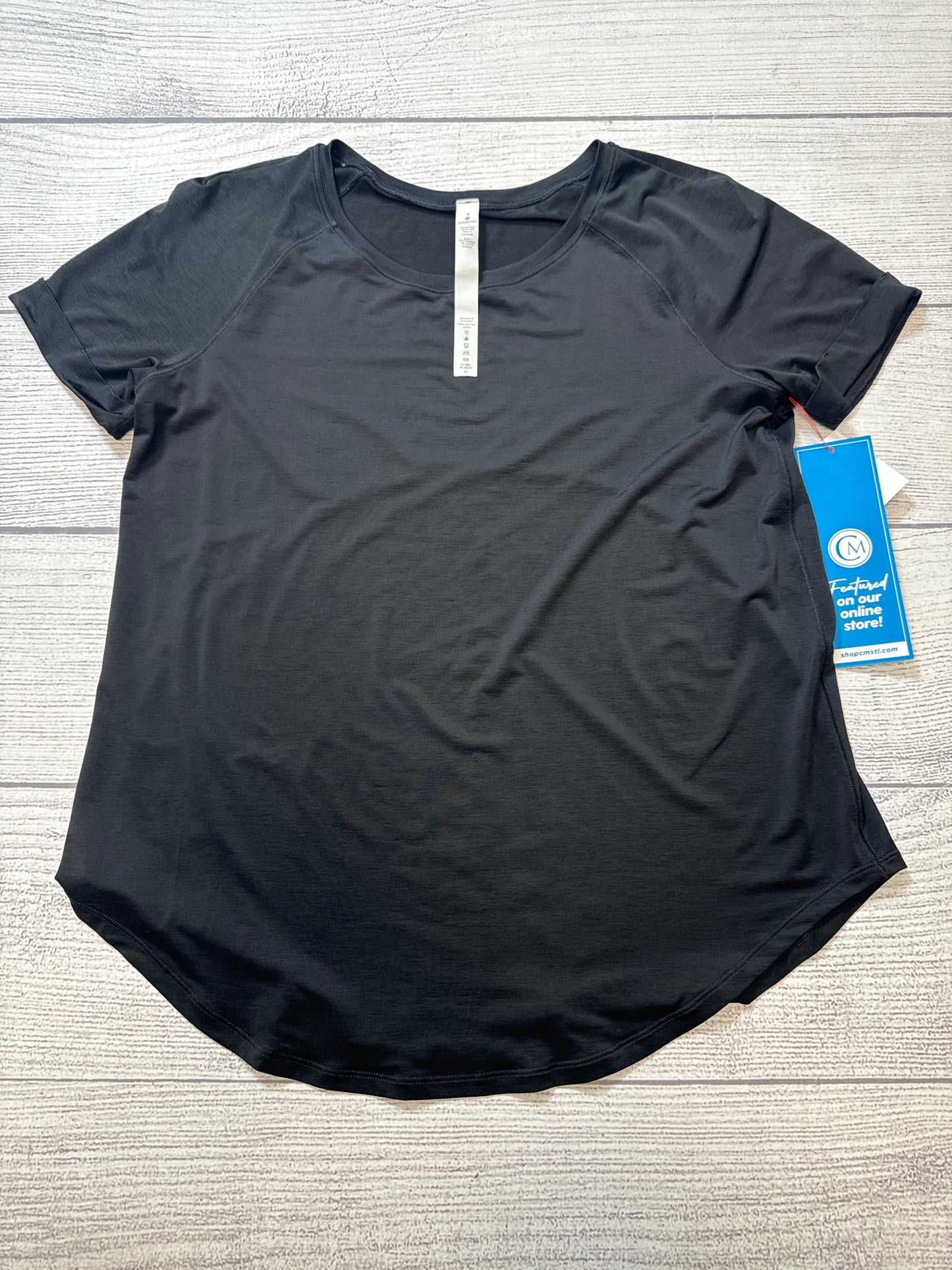 Athletic Top Short Sleeve By Lululemon In Black, Size: 4