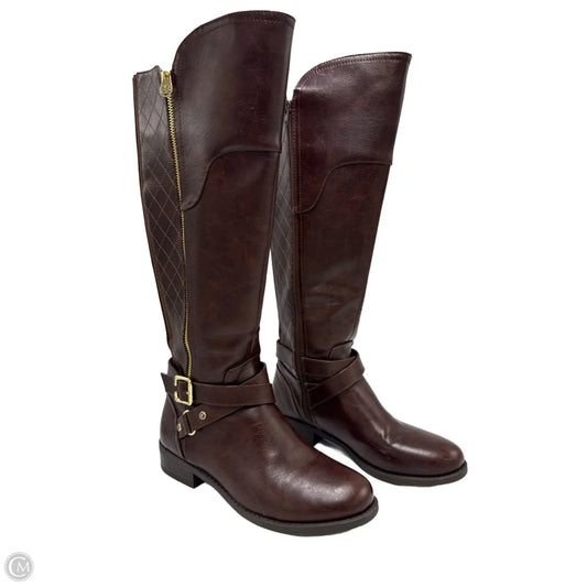 Boots Mid-calf Heels By Guess In Brown, Size: 7.5