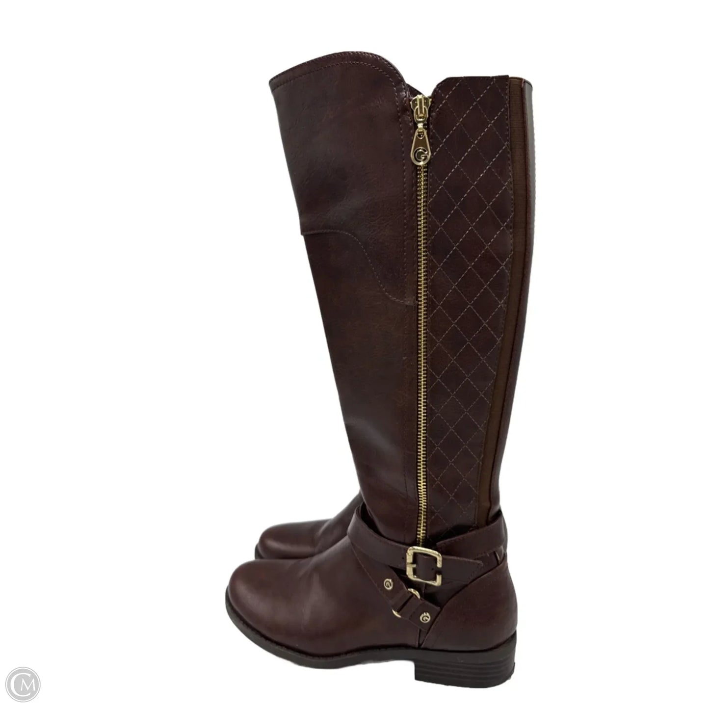 Boots Mid-calf Heels By Guess In Brown, Size: 7.5