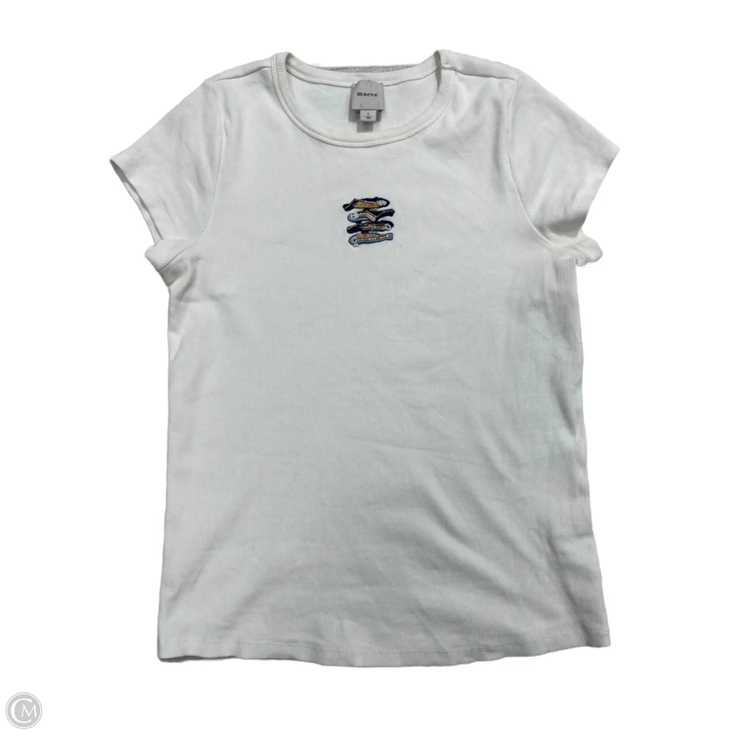 Top Short Sleeve By Maeve In Cream, Size: L