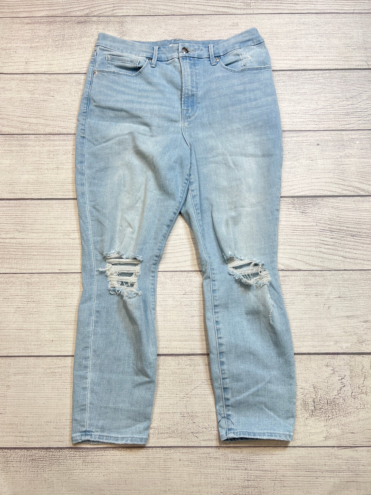 Jeans Straight By Good American In Blue Denim, Size: 14