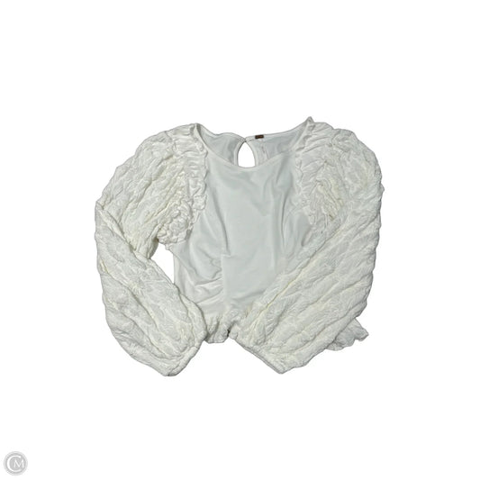 Free People Cream Textured Long-Sleeve Top Size S