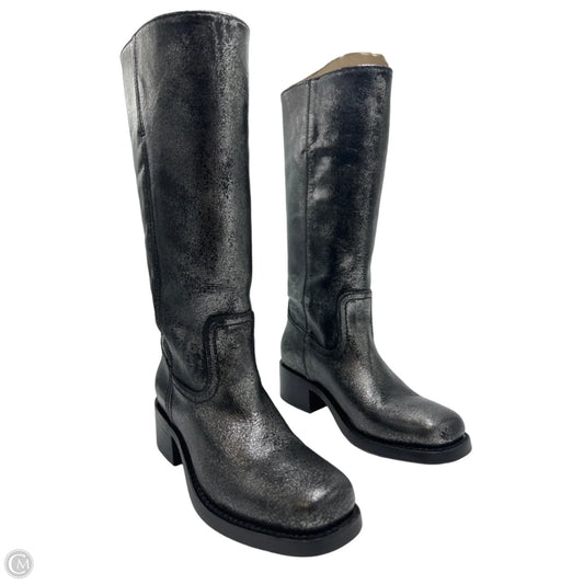Frye Campus 14L Black & Silver Designer Boots, Size 9