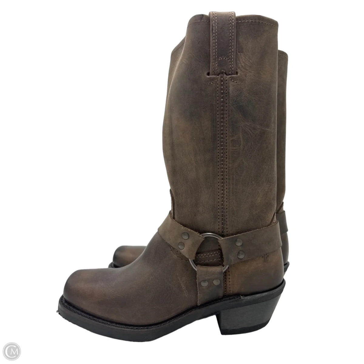 Frye Harness 12R Brown Designer Boots, Size 8