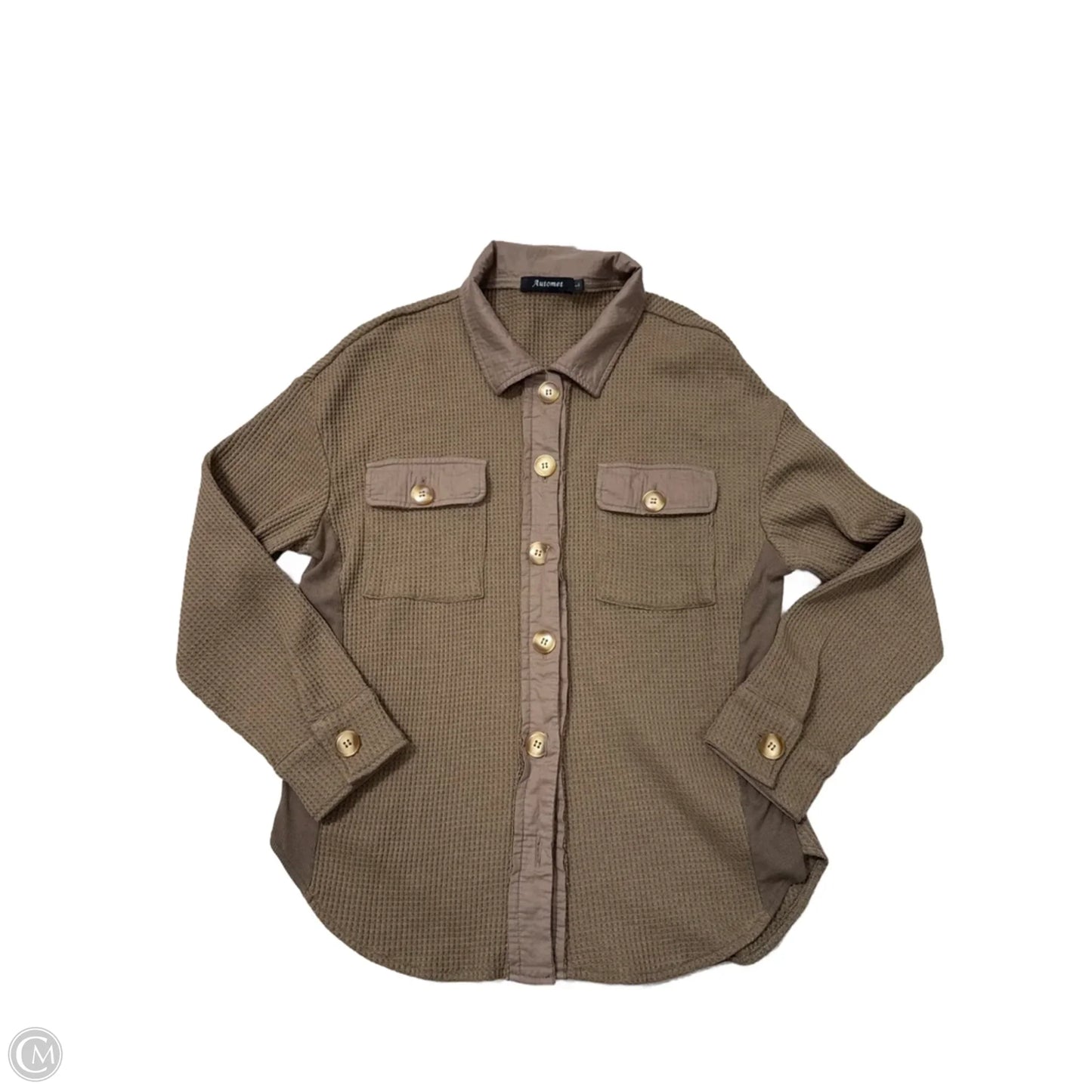 Blouse Long Sleeve By Automet In Brown, Size: L