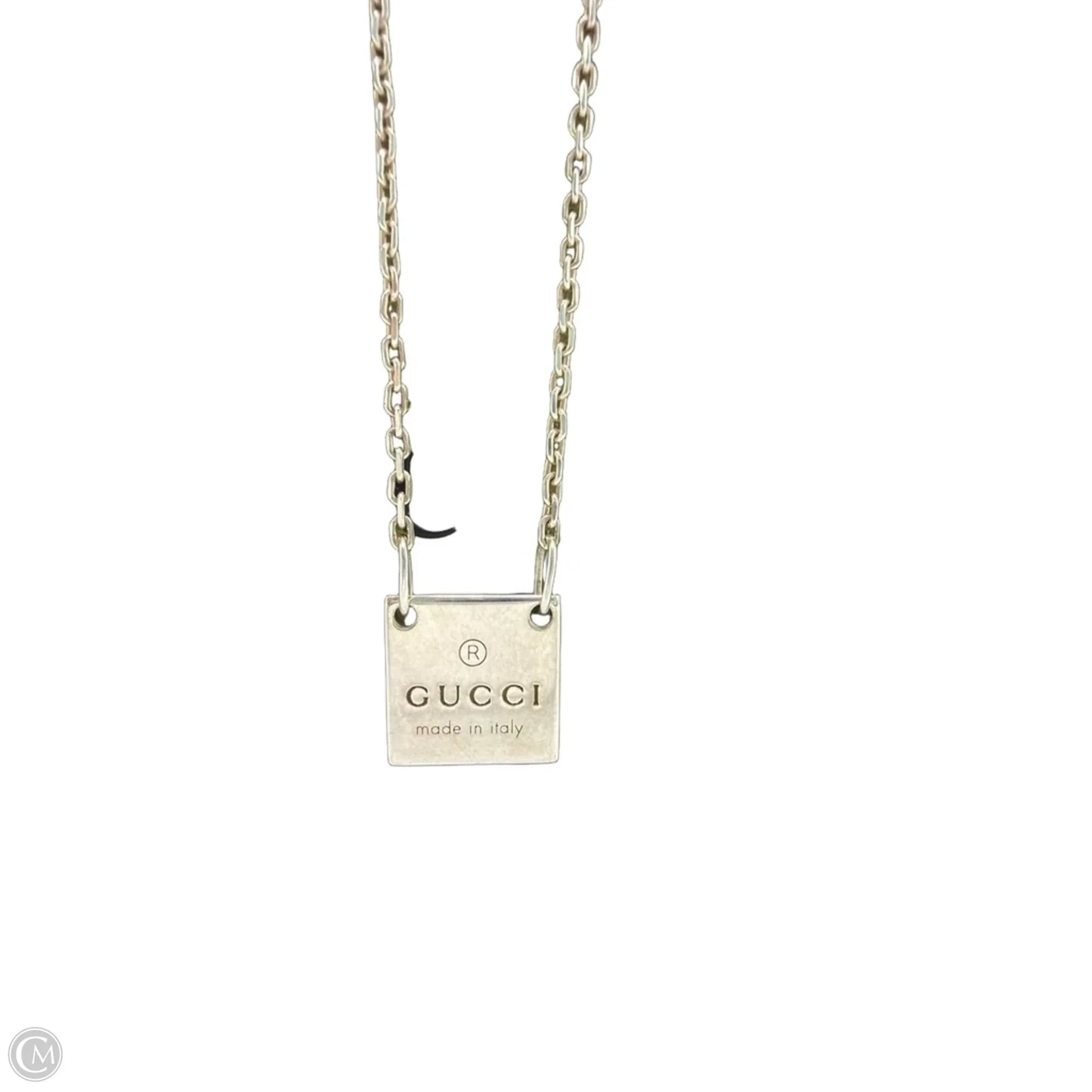 Gucci 925 Silver Logo Square Luxury Pendant Necklace