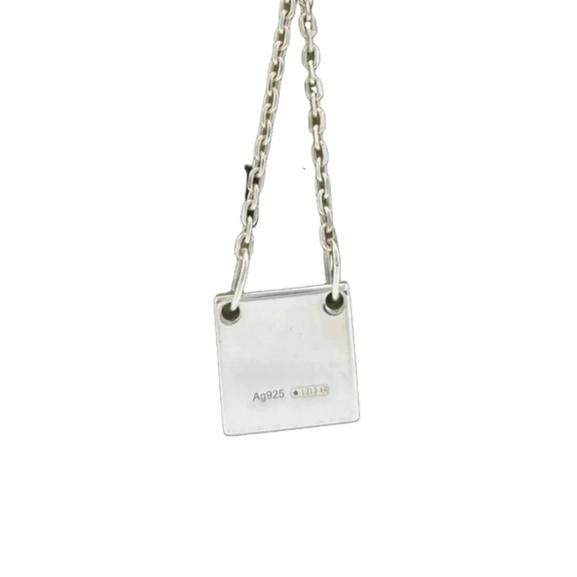 Gucci 925 Silver Logo Square Luxury Pendant Necklace