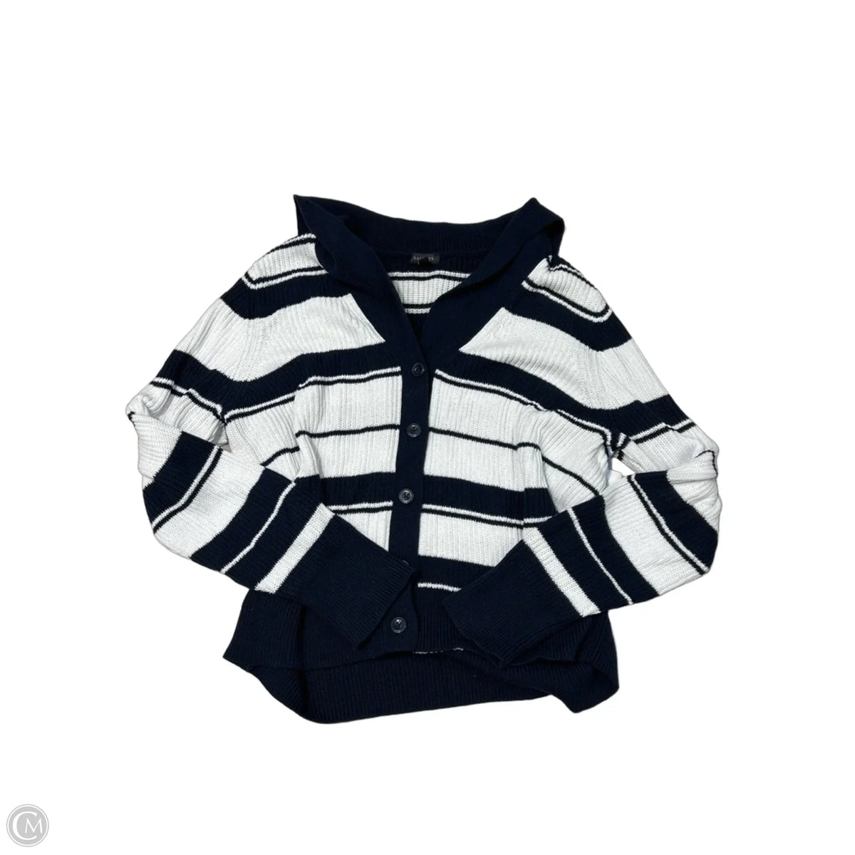 Sweater Cardigan By Talbots In Striped Pattern, Size: L