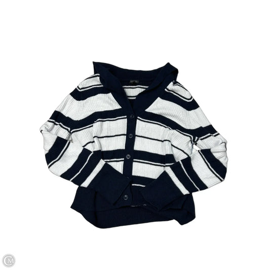 Sweater Cardigan By Talbots In Striped Pattern, Size: L
