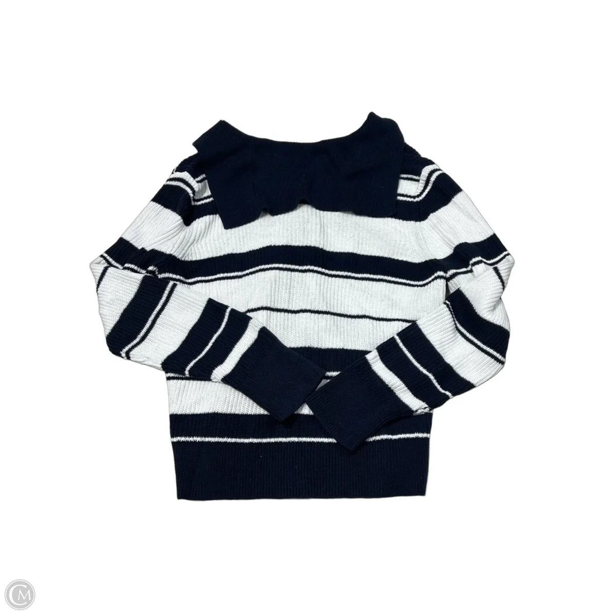 Sweater Cardigan By Talbots In Striped Pattern, Size: L