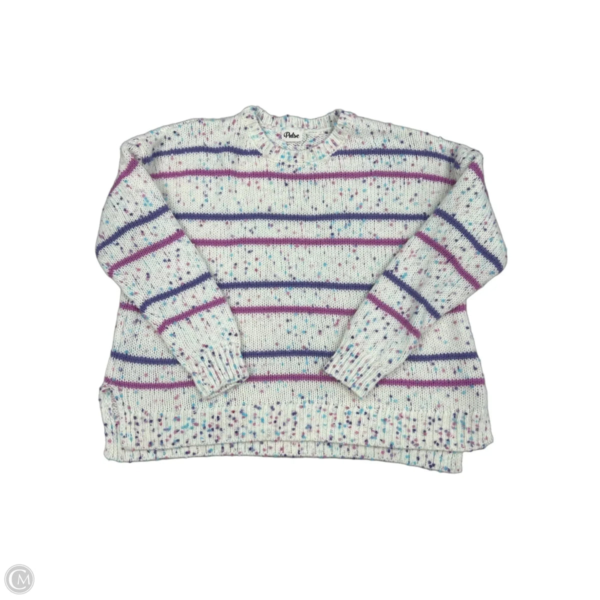 Sweater By Pulse In Purple & White, Size: L