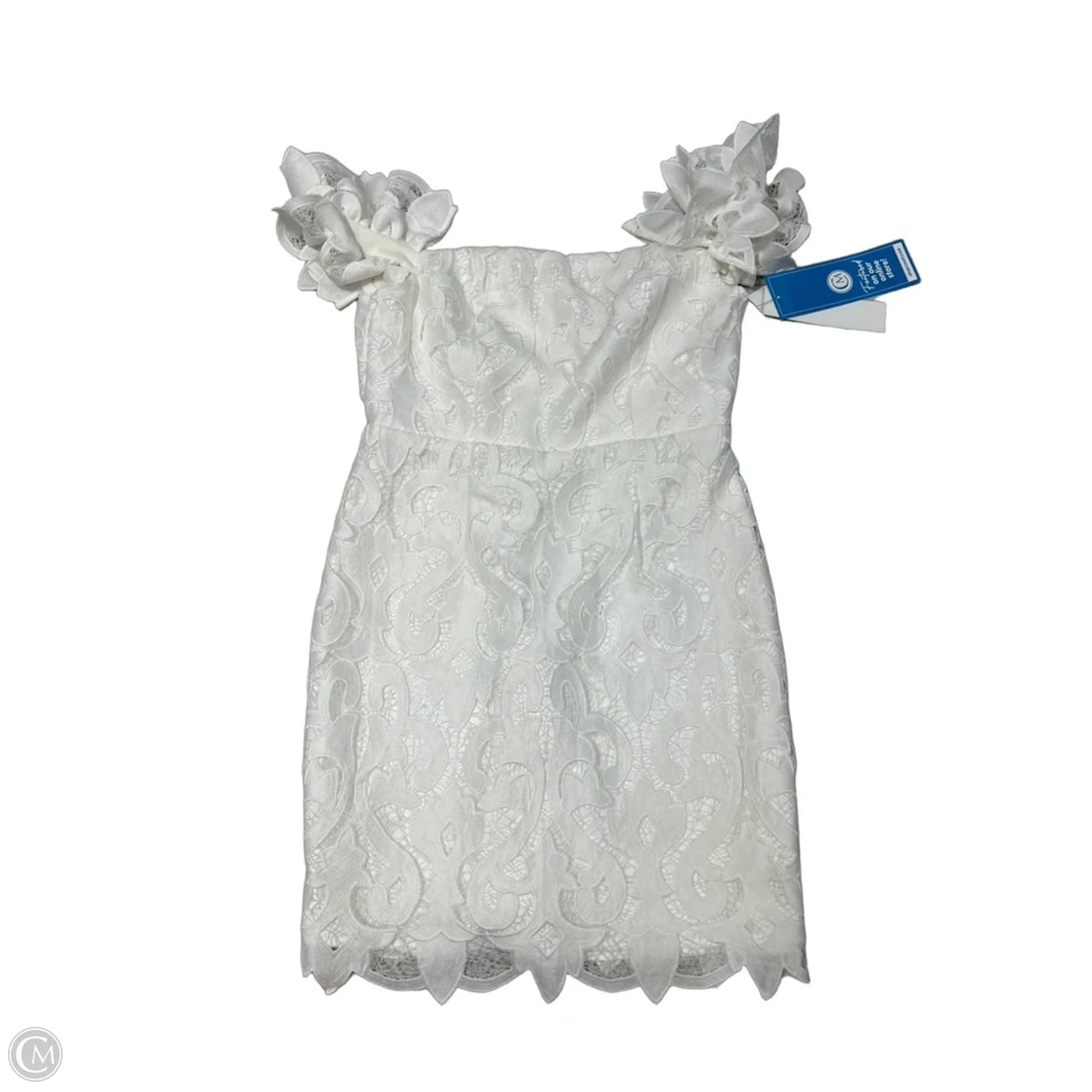 Milly White Eyelet Designer Mini Dress, Size 8