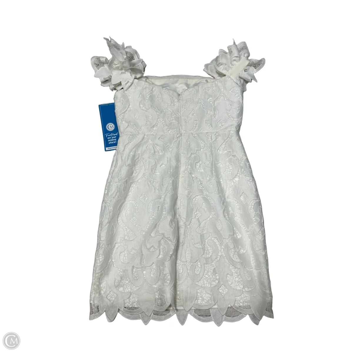 Milly White Eyelet Designer Mini Dress, Size 8