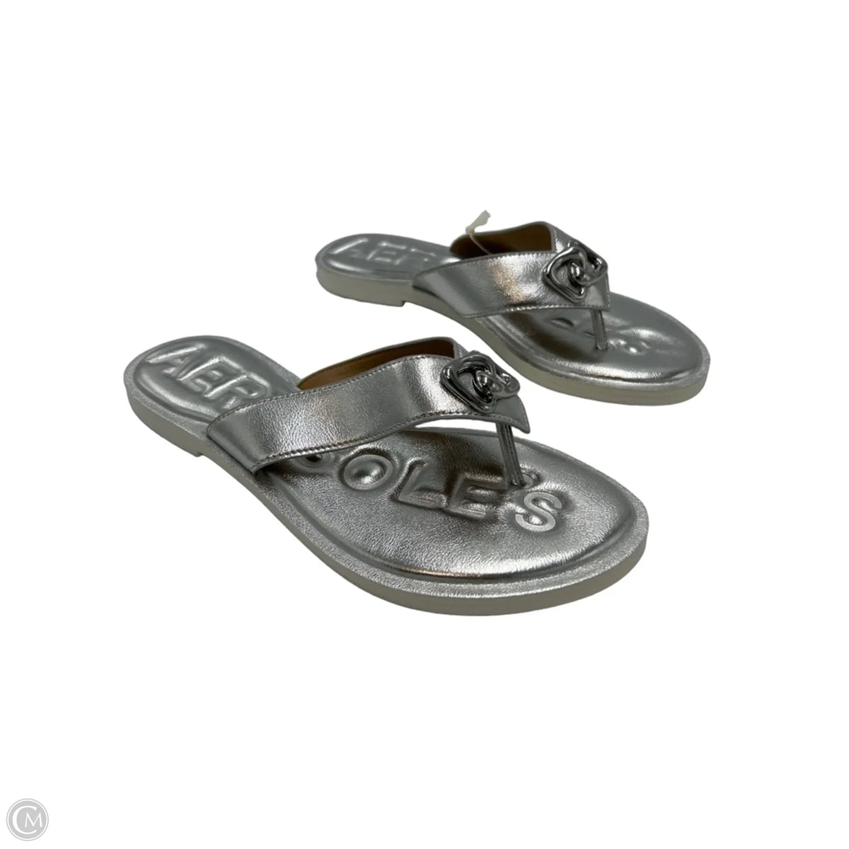 New! Aerosoles Flip-Flop Sandals in Silver, Size 8.5