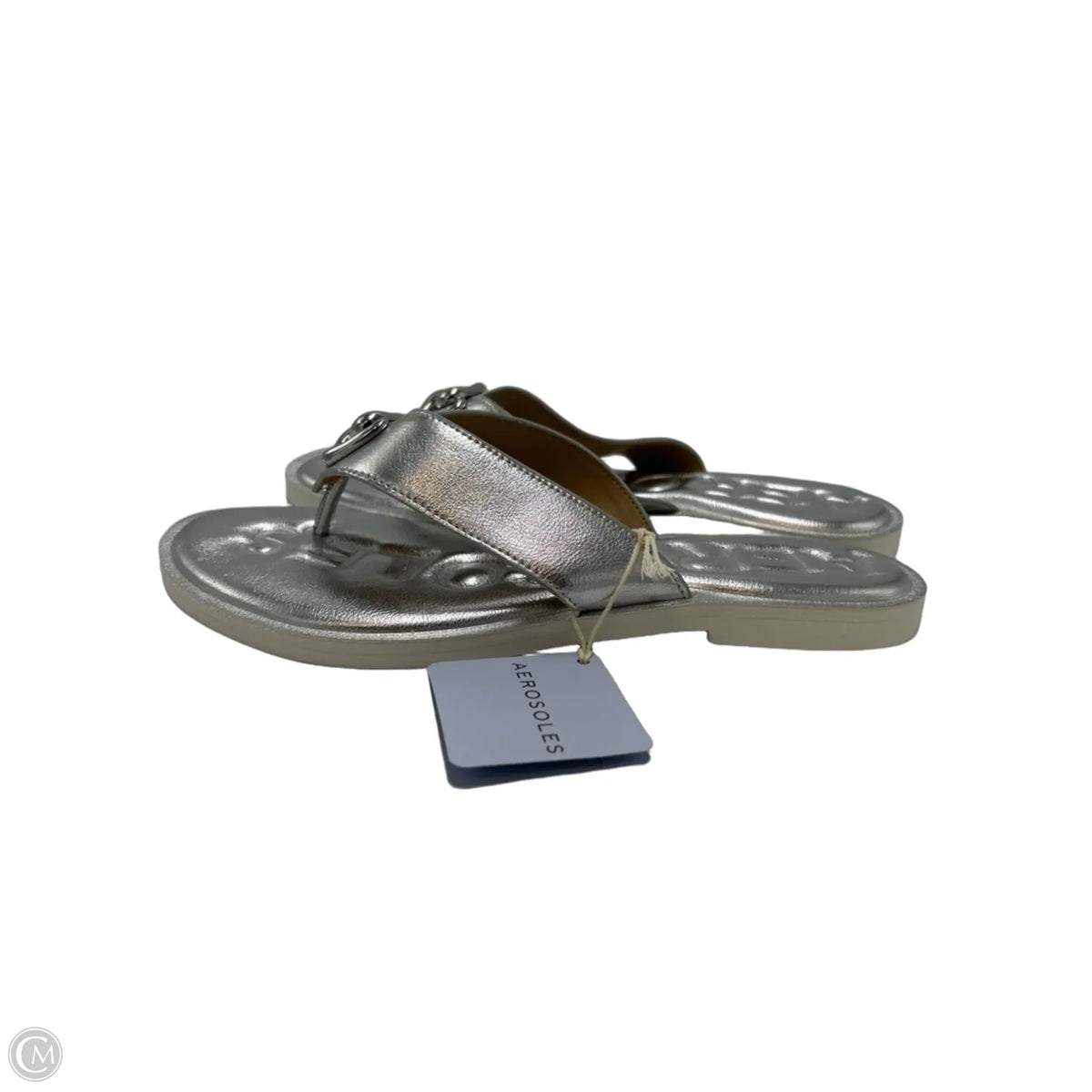 New! Aerosoles Flip-Flop Sandals in Silver, Size 8.5