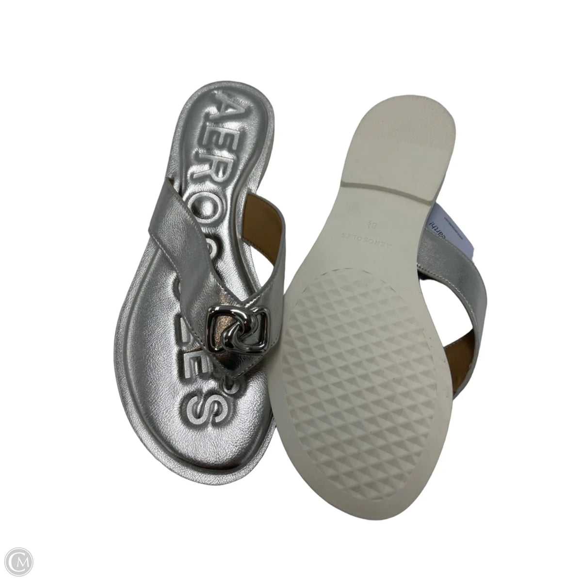 New! Aerosoles Flip-Flop Sandals in Silver, Size 8.5