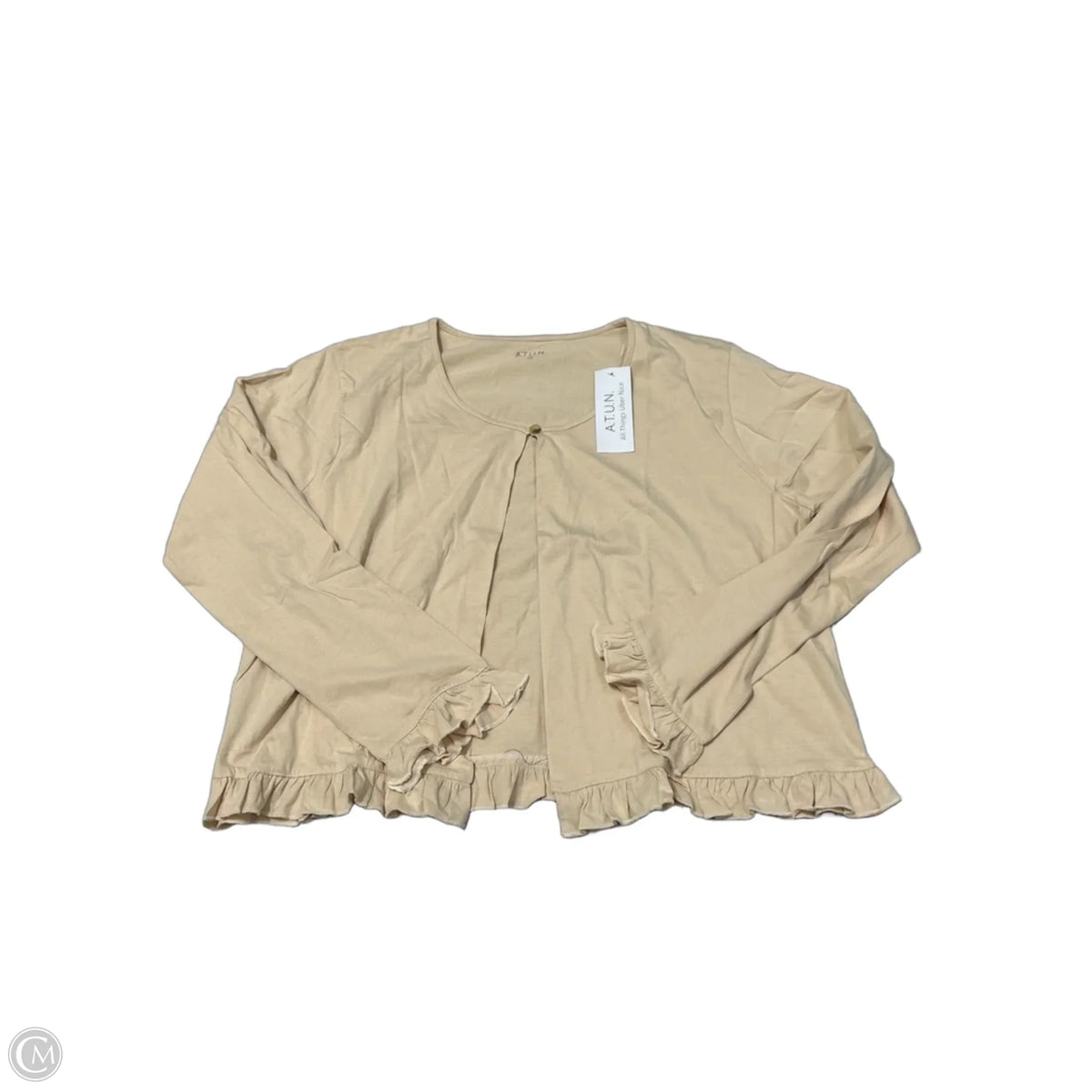 Long-Sleeve Top in Tan, Size 1X