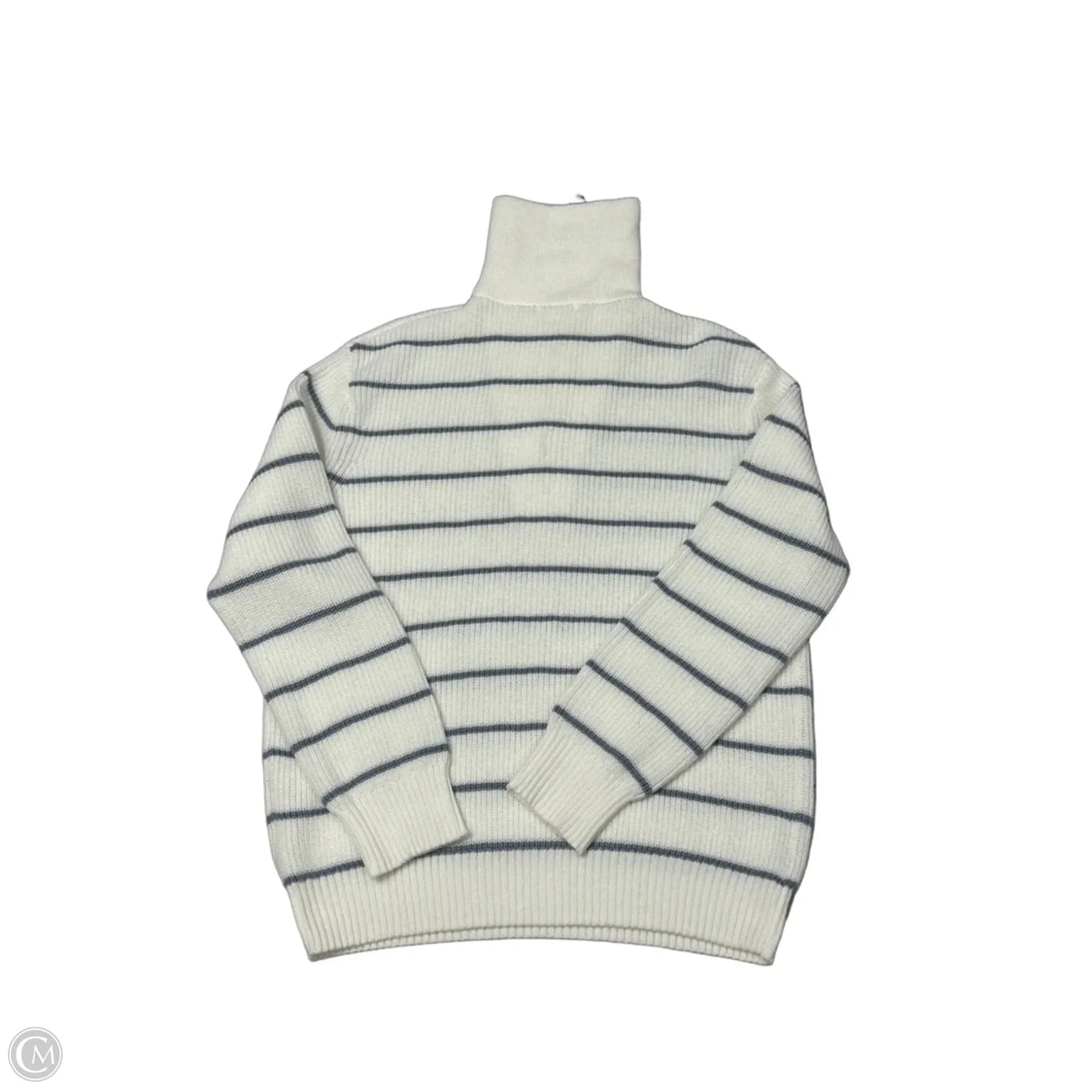 Olivia Grey Half-Zip Sweater in Striped Pattern, Size M