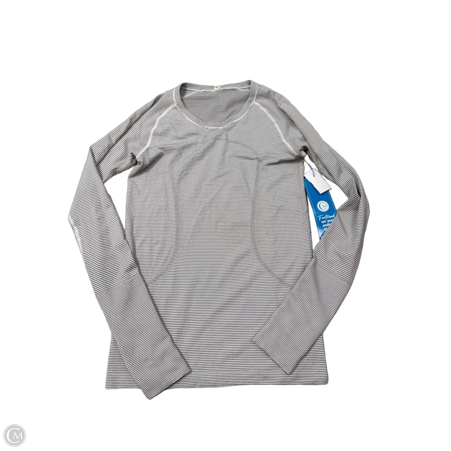 Athletic Top Long Sleeve Collar By Lululemon In Striped Pattern, Size: 8