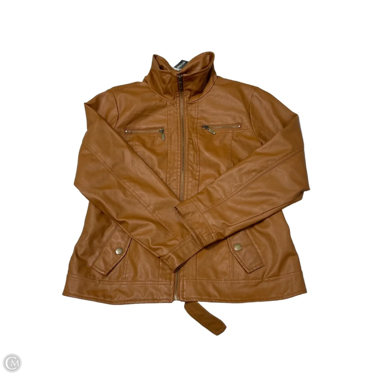 New Look Leather Jacket in Brown, Size 2X