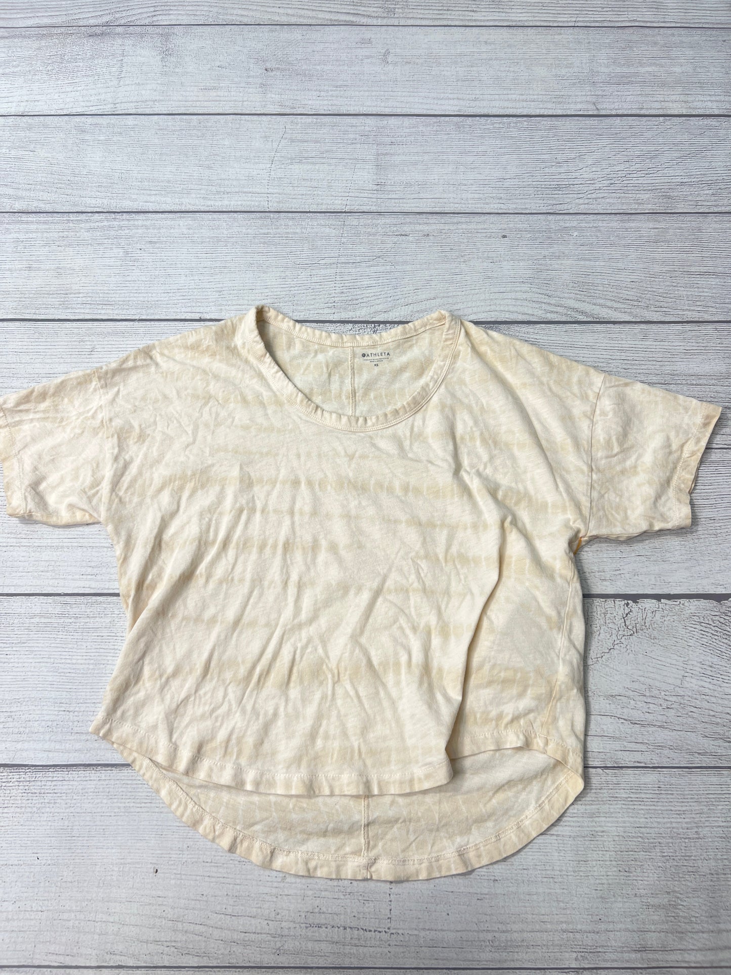 Athletic Top Short Sleeve By Athleta In Tan, Size: Xs