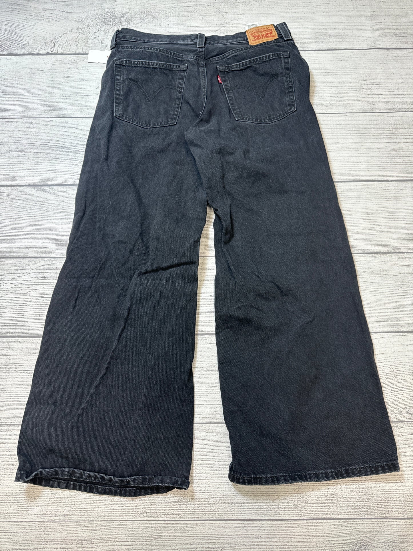 Jeans Wide Leg By Levis In Black Denim, Size: 12